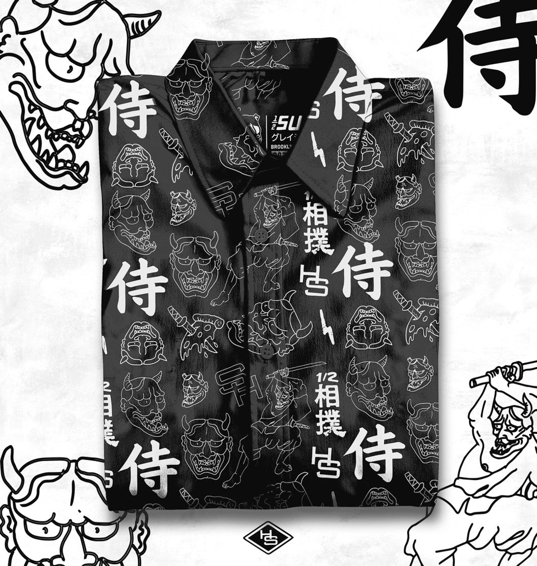 HalfSumo - Camicia Irezumi Tropical - Nera TopKimono
