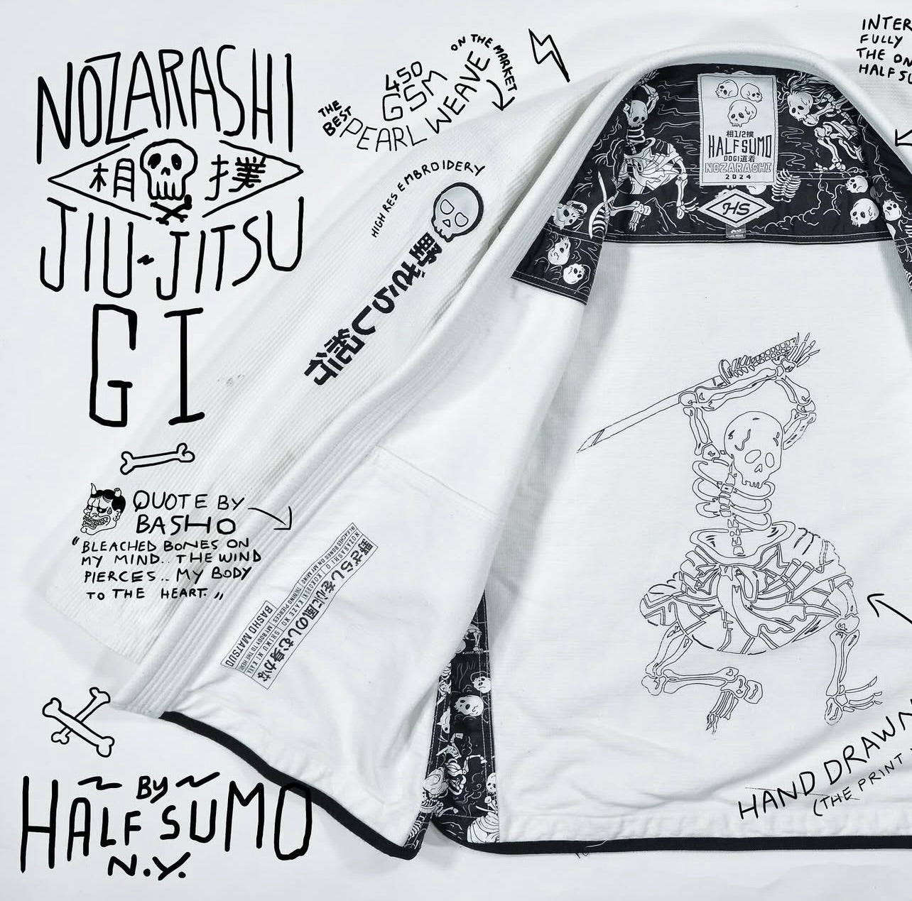 HalfSumo - Nozarashi Dogi White Man TopKimono